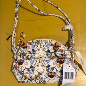 Vera Bradley Floral bee Crossbody Bag - White, Blue, and Orange